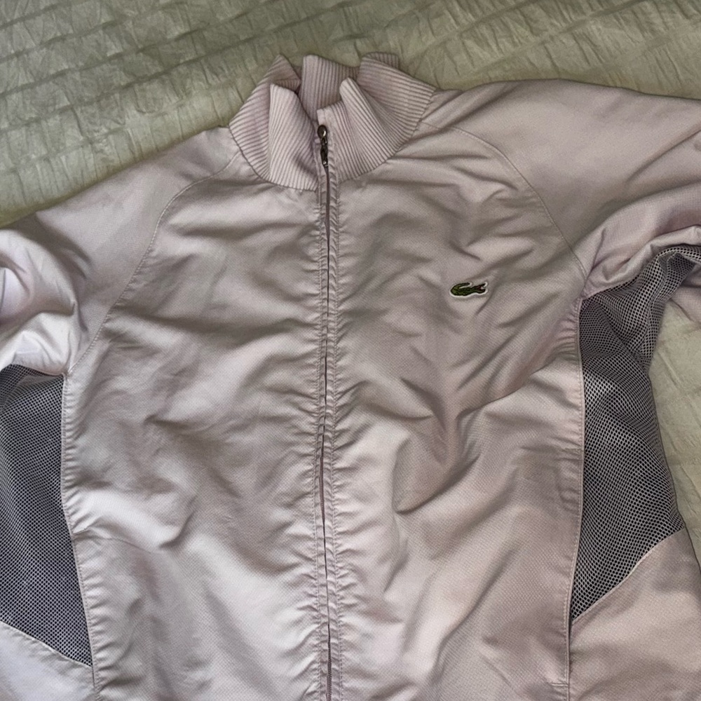 Lacoste pink track jacket woman’s UK 10 US 6 vintage mesh side detail - Picture 11 of 11